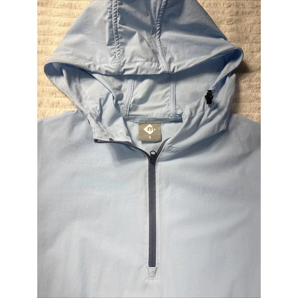Moxie Hooded Windbreaker Pullover Men's S Sky‎ Blue Colorblock Quarter Zip Light